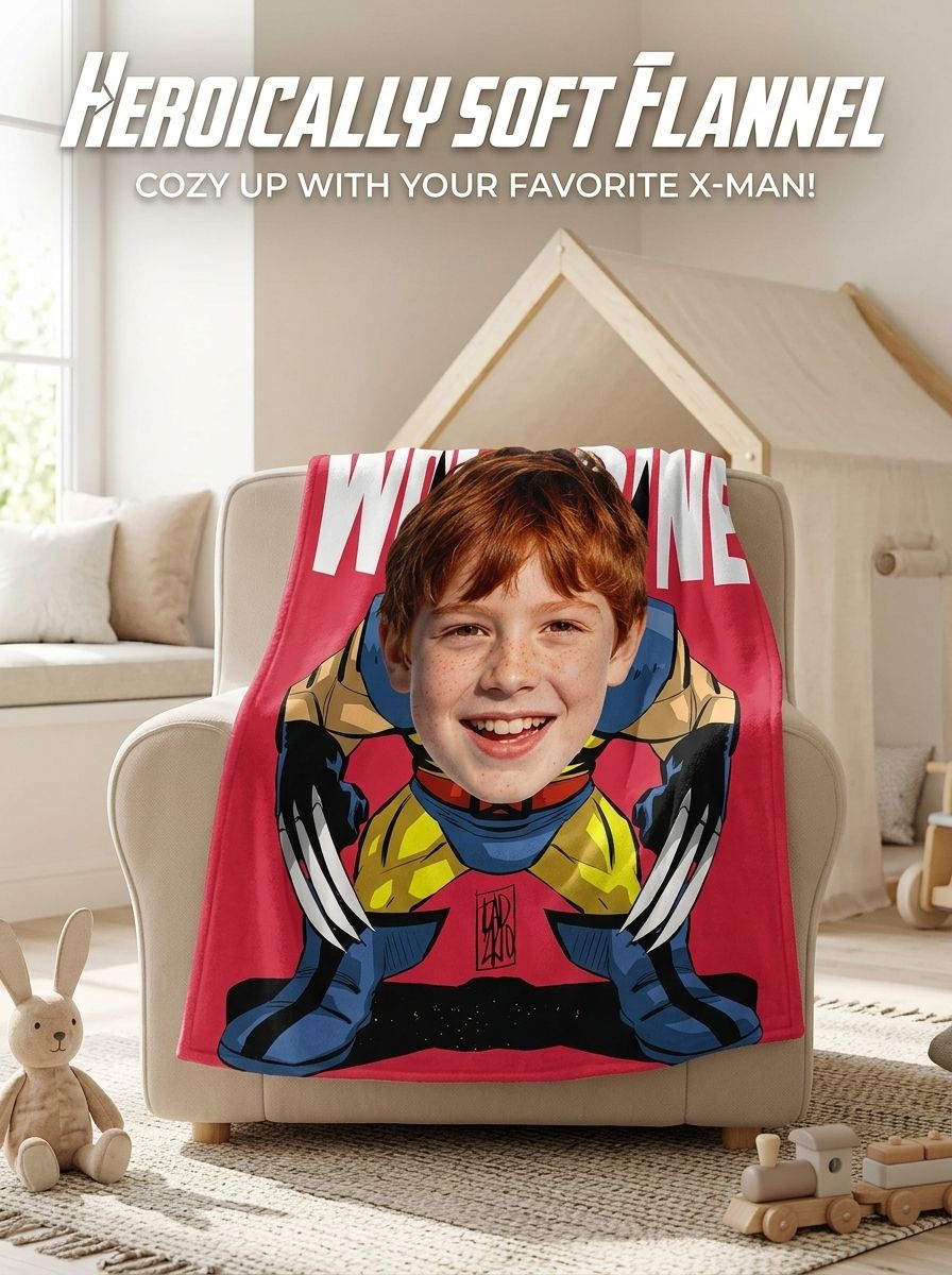Personalized Custom Face Photo Blanket Soft Flannel Superhero Throw Blanket for Kids and Adults Cozy Birthday Gift