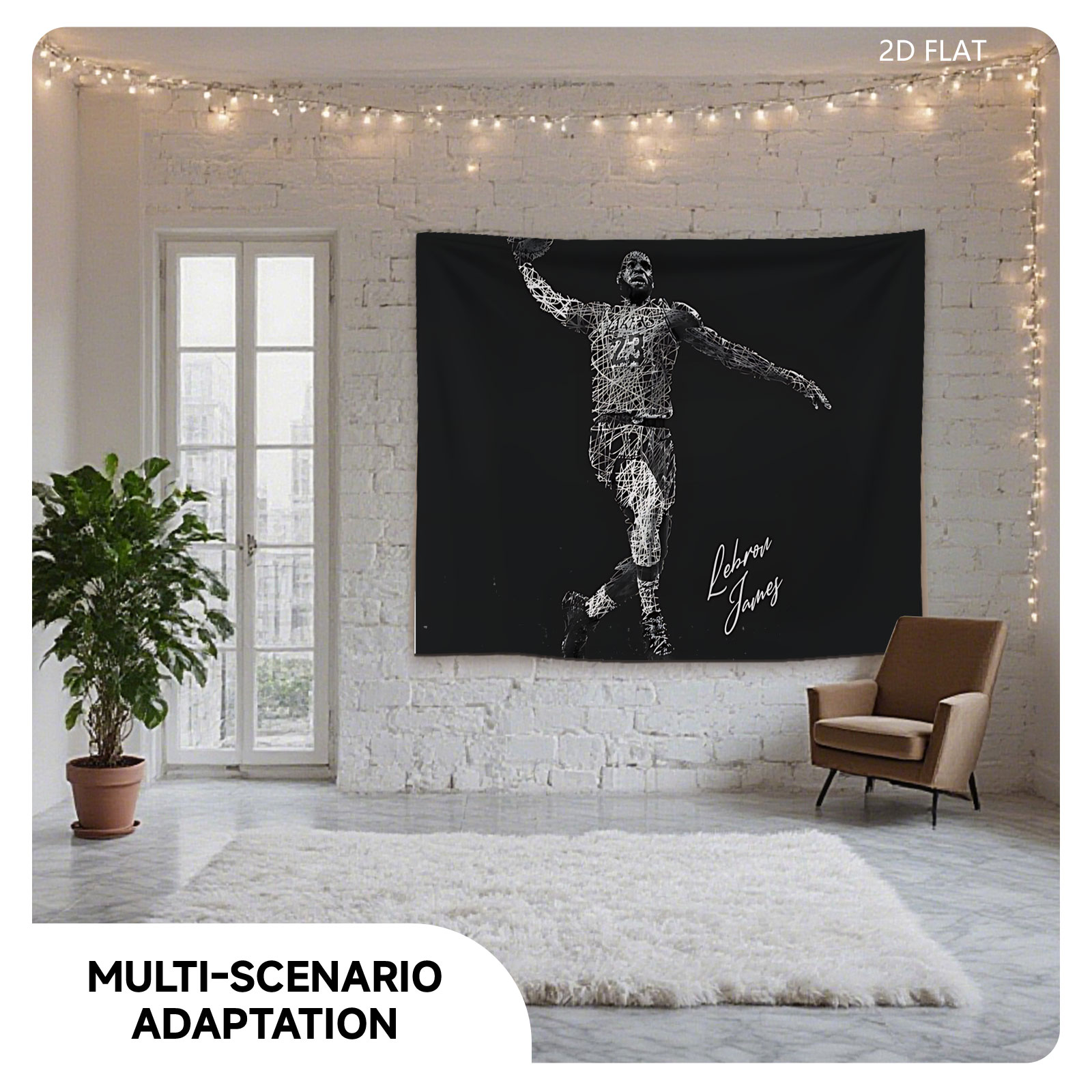 LeBron James Wireframe Artwork - Tapestry