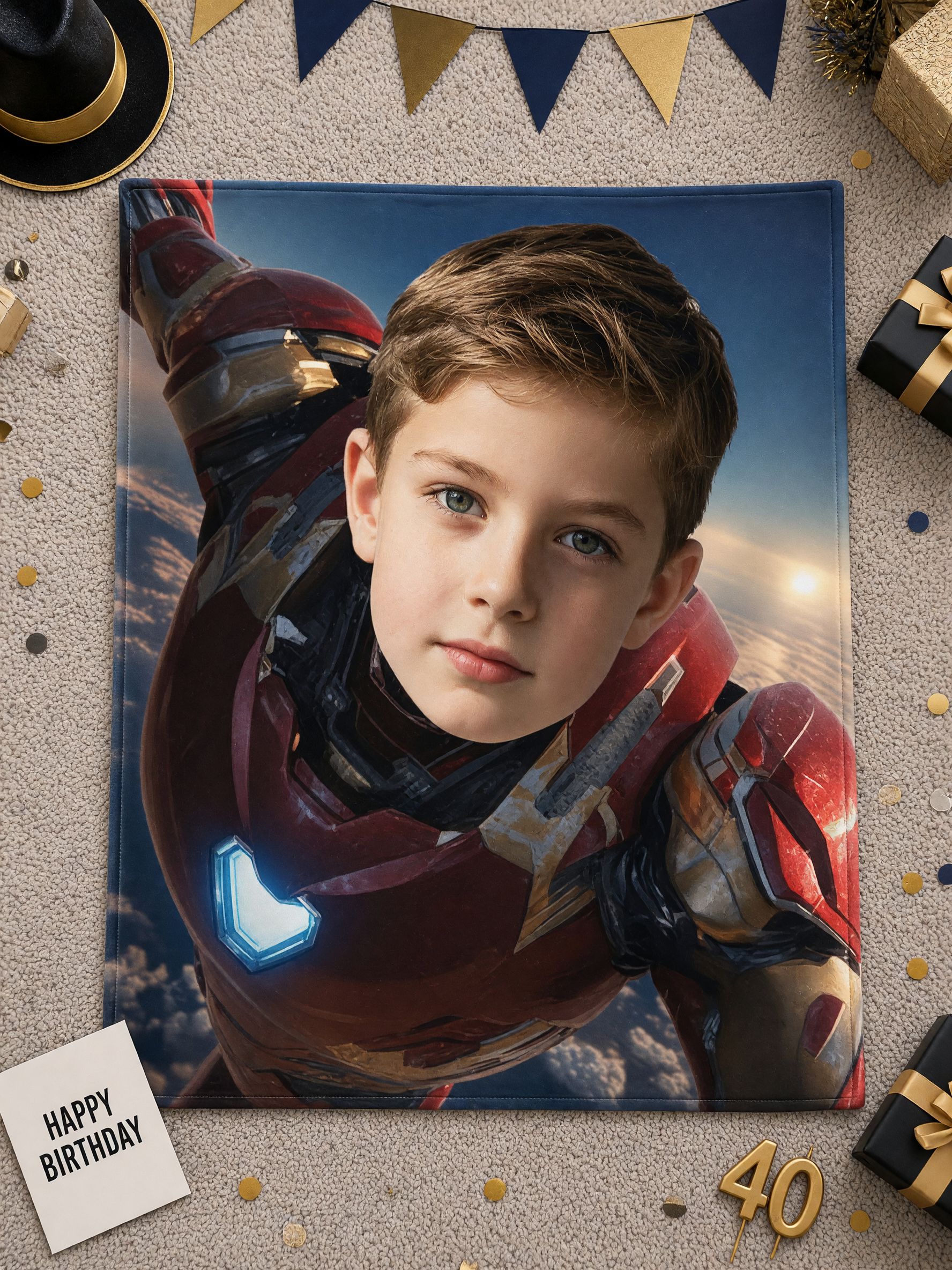 Custom Photo Face Blanket Personalized Superhero Flannel Throw for Kids Adults Soft Plush Keepsake Gift