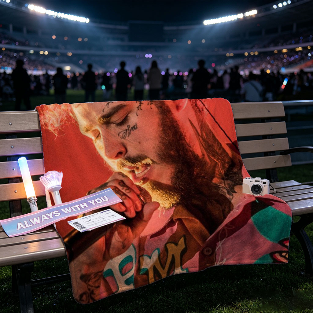 Post Malone Performing Live on Stage with Microphone in Hand - Blankets