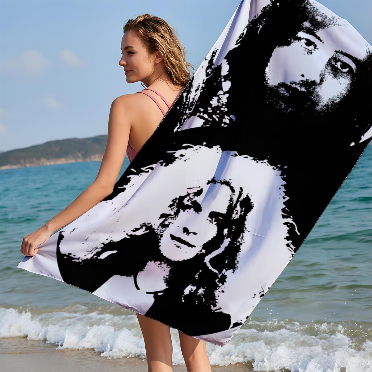 Queen Band Members Portrait Art - Beach towels