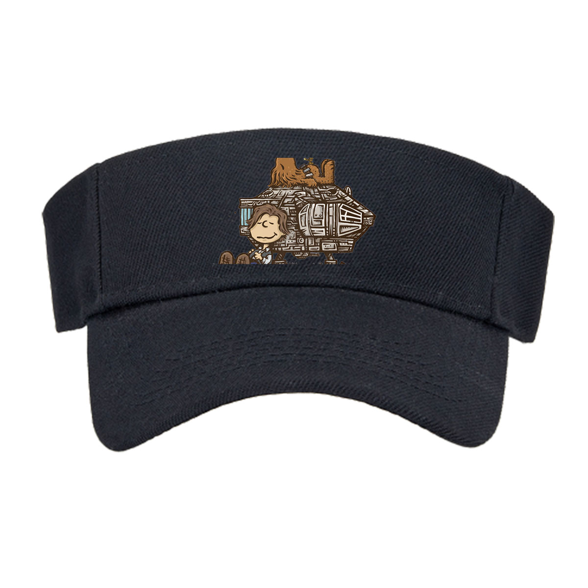 Luke Skywalker, Chewbacca, and C-3PO on a Millennium Falcon Cartoon -  Visor cap