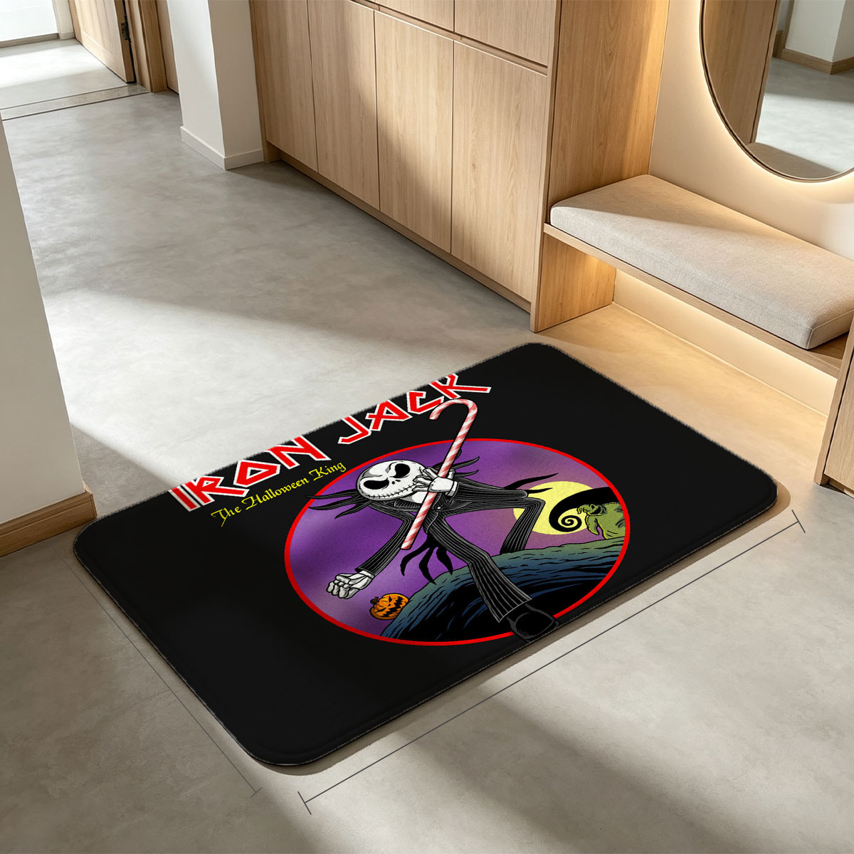 Iron Jack: The Halloween King - Jack Skellington in Rock Style - Flannel floor mat