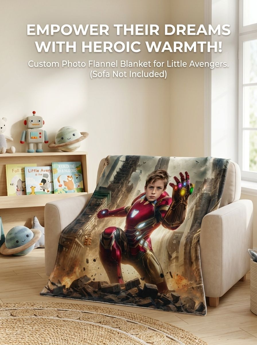 Custom Face Superhero Flannel Blanket Ultra Soft Personalized Photo Throw Skin Friendly Warm Bed Couch Gift