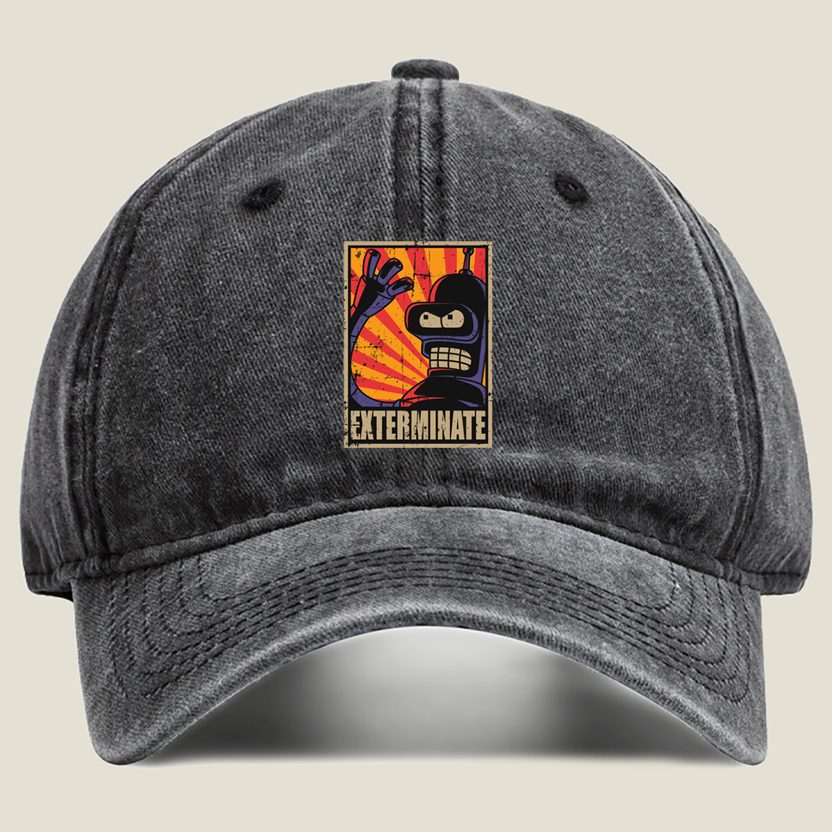 Futurama: Bender Exterminate Poster - Washed Denim - Baseball Cap