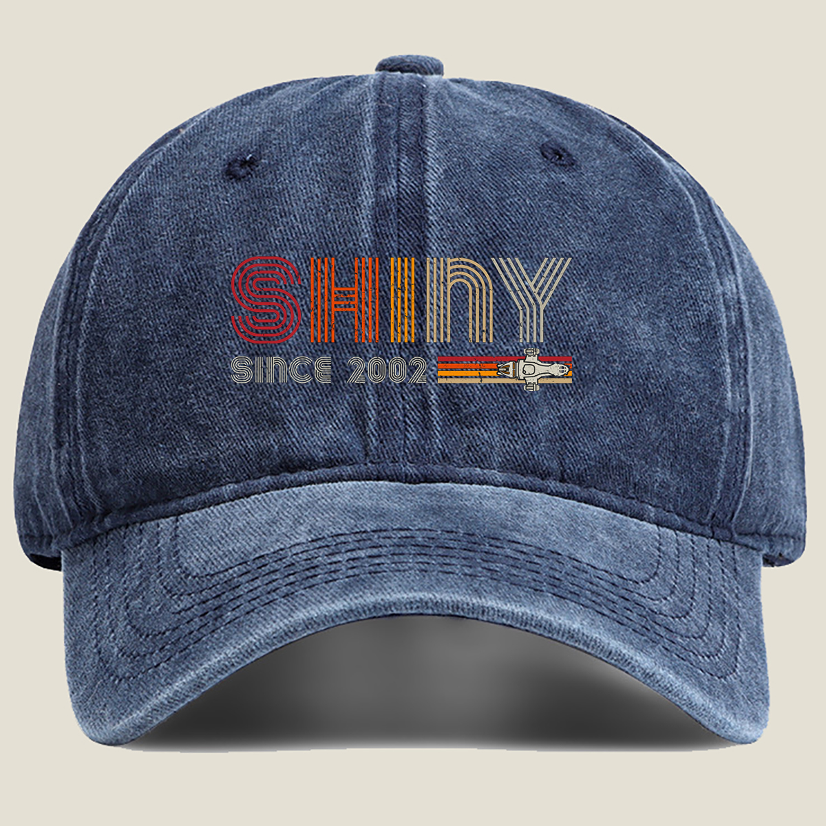 Shiny Since 2002: Retro Robot Design - Washed Denim - Baseball Cap