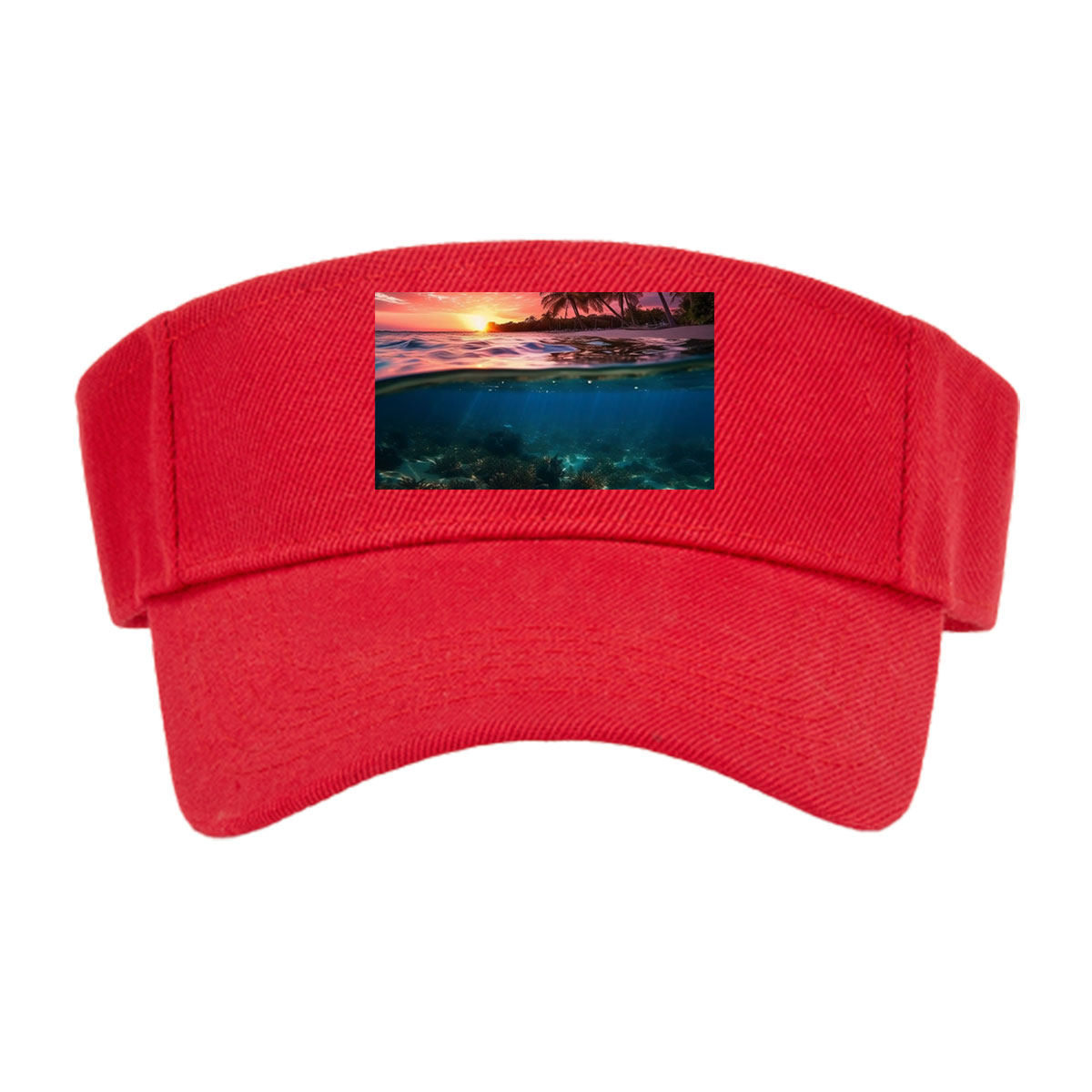 Sunset over tropical beach with underwater coral reef -  Visor cap