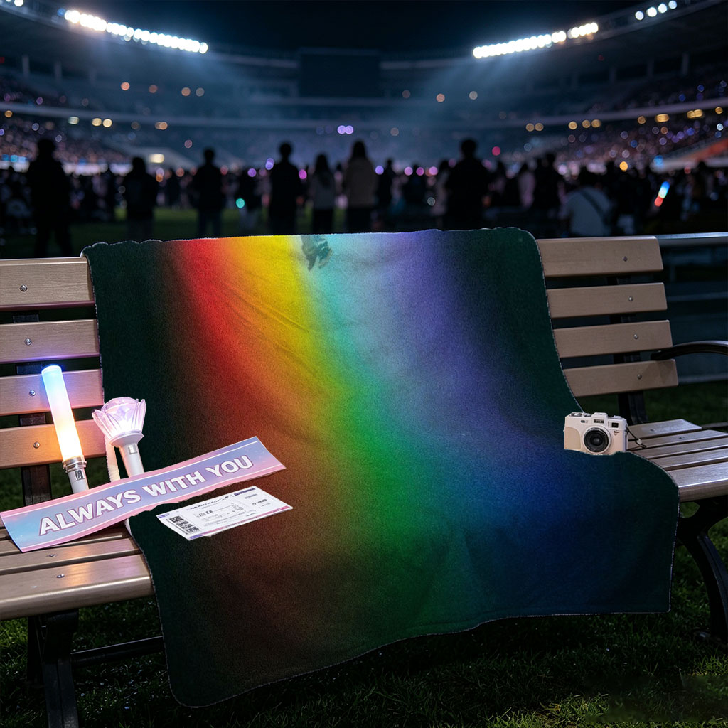 Coldplay Live Performance in a Rainbow-Lit Stage with Diver Silhouette - Blankets