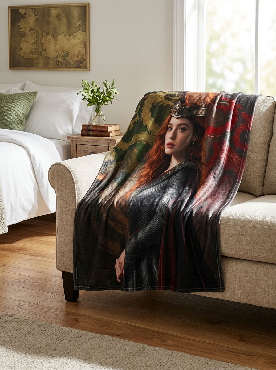 Custom Photo Face Flannel Blanket, Personalized Dragon Royalty Art Cozy Throw, Ideal Personalized Gift for Bed Sofa