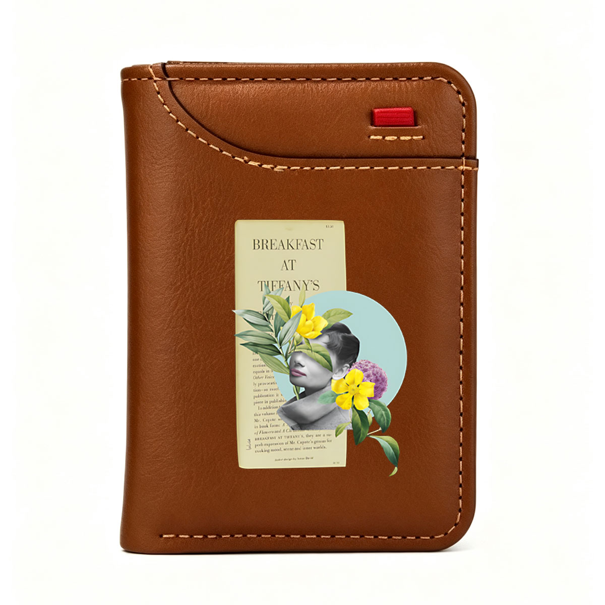 Breakfast at Tiffany's: Audrey Hepburn, Truman Capote, Classic Literature, Floral Art Design - Vertical Style Wallet