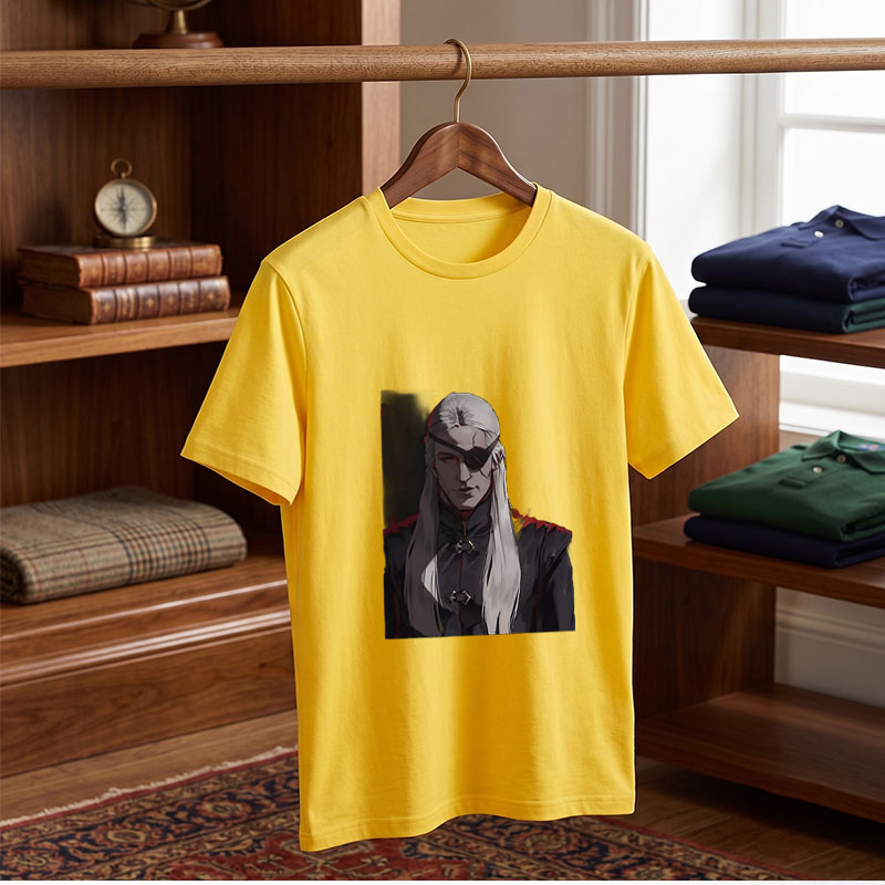 Elderly Warrior with White Hair and Eye Patch in Dark Armor - Tee