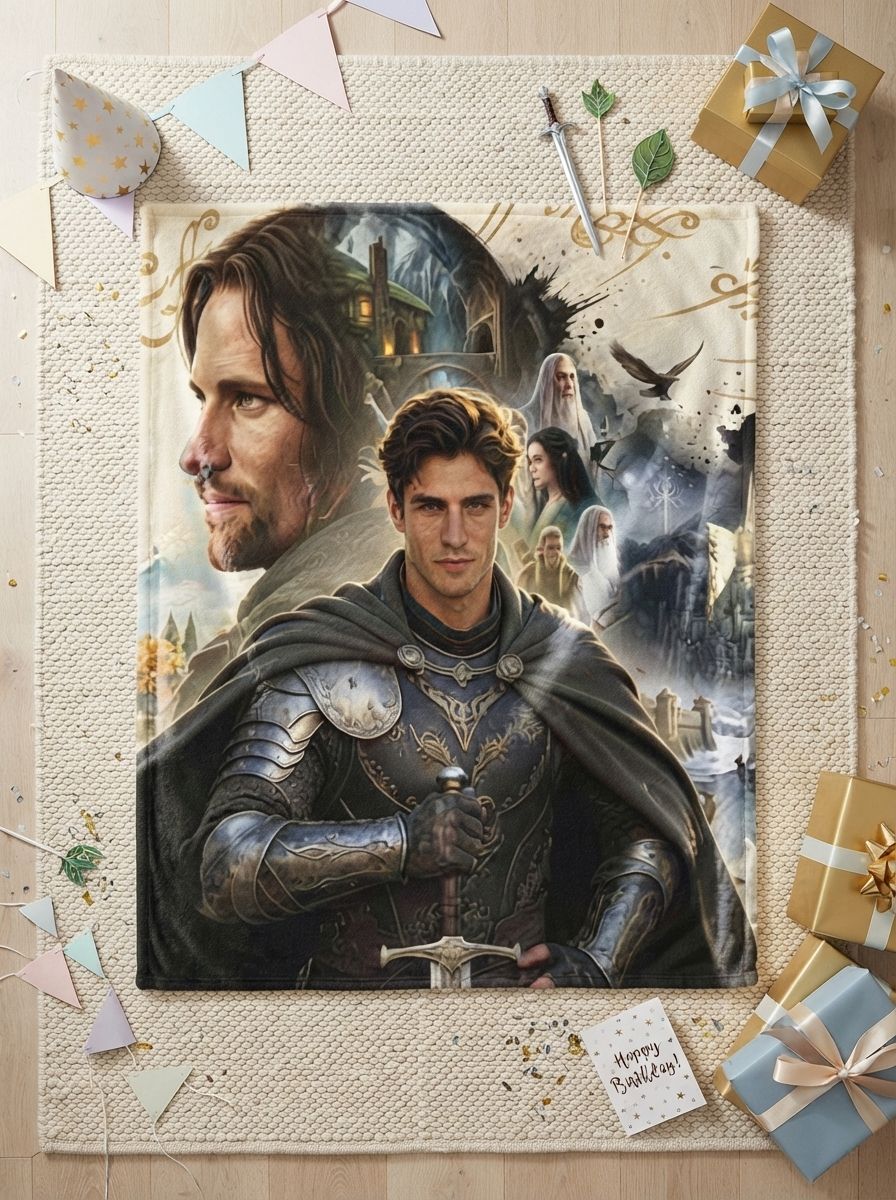 Custom Photo Fantasy Warrior Flannel Throw Blanket Personalized Portrait Ultra Soft Fleece Bed Couch Quilt Gift