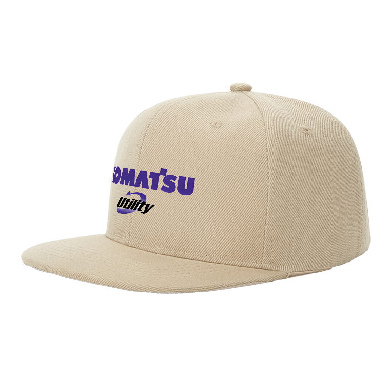 Flat Brim Baseball Cap Komatsu Utility Logo Print Streetwear Underground Skate Style for Basketball Court Skate Park Urban Riders and Rap Artists