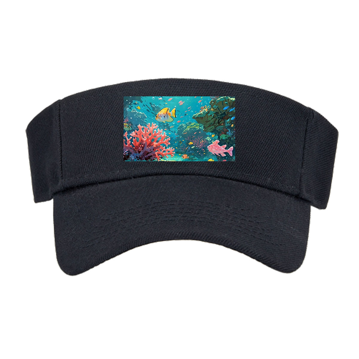 Vibrant Coral Reef with Colorful Fish and Sunlight Rays -  Visor cap