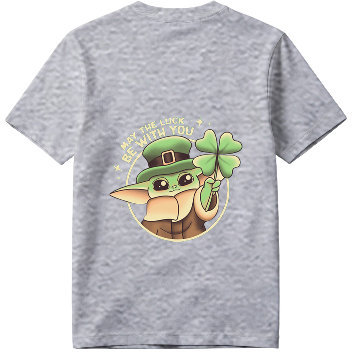Baby Yoda Wearing Leprechaun Hat Holding Four Leaf Clover with 
