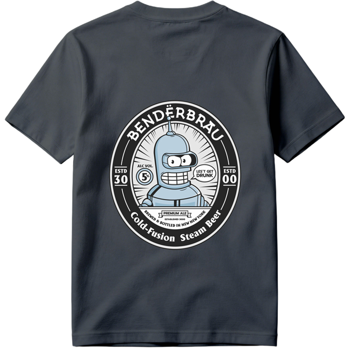 Bender Brau: Cold-Fusion Steam Beer Featuring Bender from Futurama - Tee
