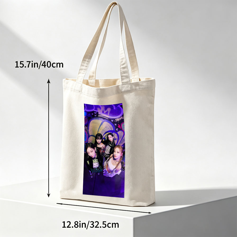 Aespa Members Pose in Vibrant Graffiti Room with Purple Lighting and Bold Streetwear Styles - Canvas tote bags