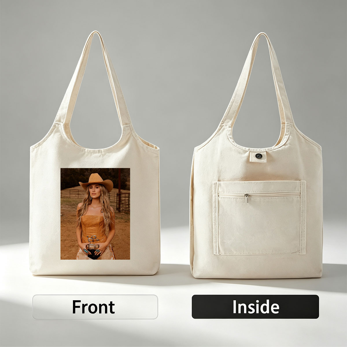Paris Hilton in Cowboy Chic: Wearing a Tan Hat and Embroidered Corset Outfit on a Ranch - Canvas shoulder bags/
