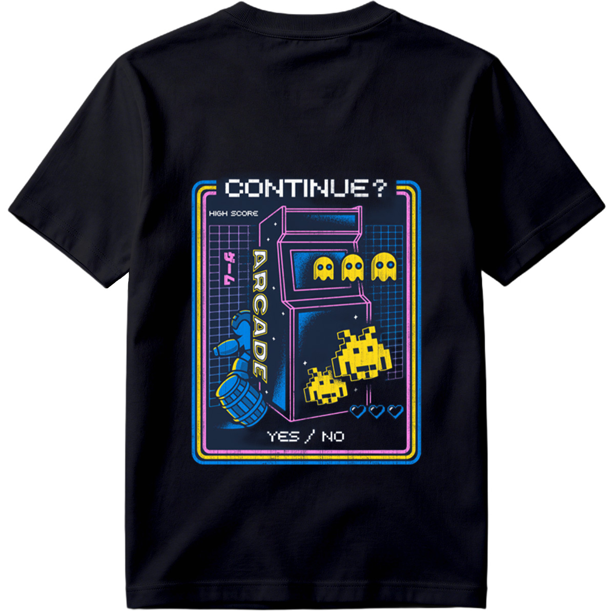 Pac-Man and Space Invaders Arcade Continue Screen - Tee