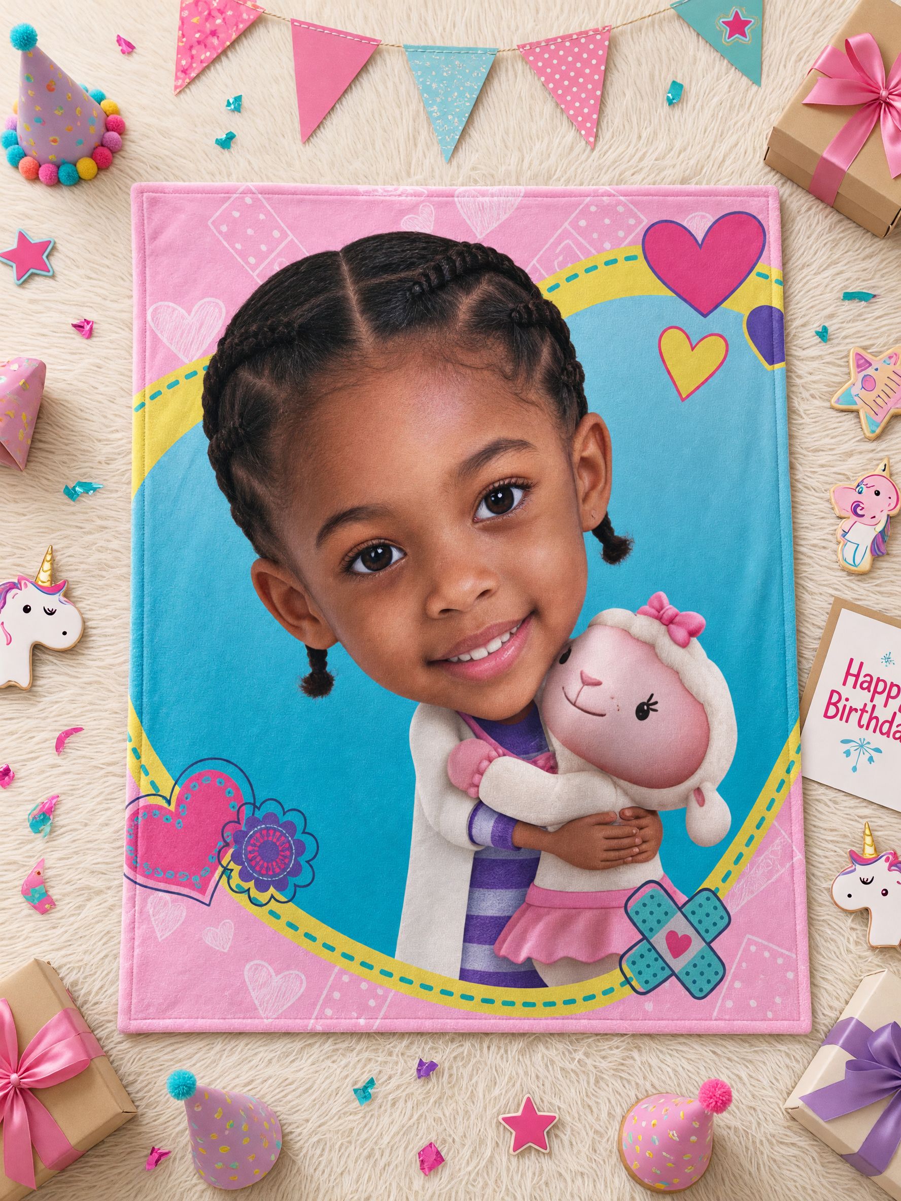 Personalized Face Photo Blanket Custom Cartoon Plush Flannel Throw Soft Skin-Friendly Fleece Ideal Keepsake Gift