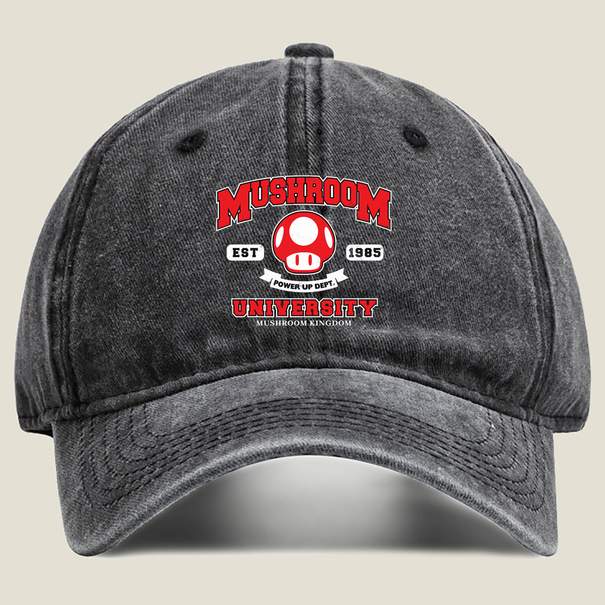 Mushroom University: Power Up Dept. - Mario Mushroom Kingdom - Washed Denim - Baseball Cap
