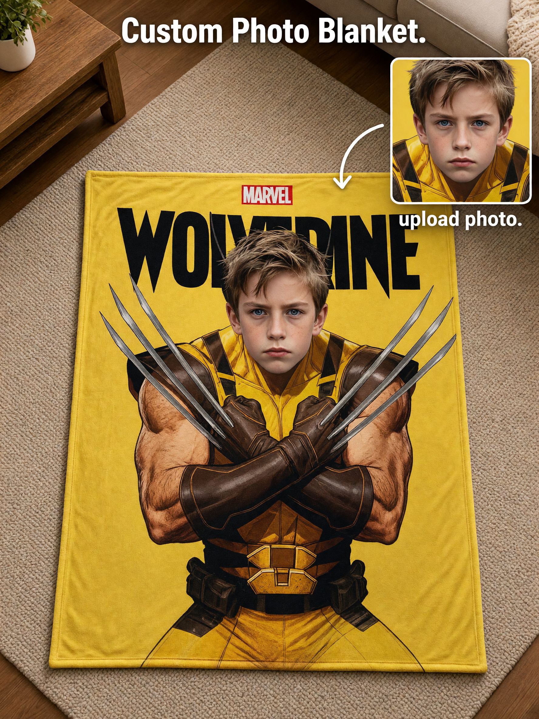 Custom Photo Face Superhero Flannel Fleece Blanket Ultra Soft Cozy Throw Bed Couch Ideal Personalized Gift