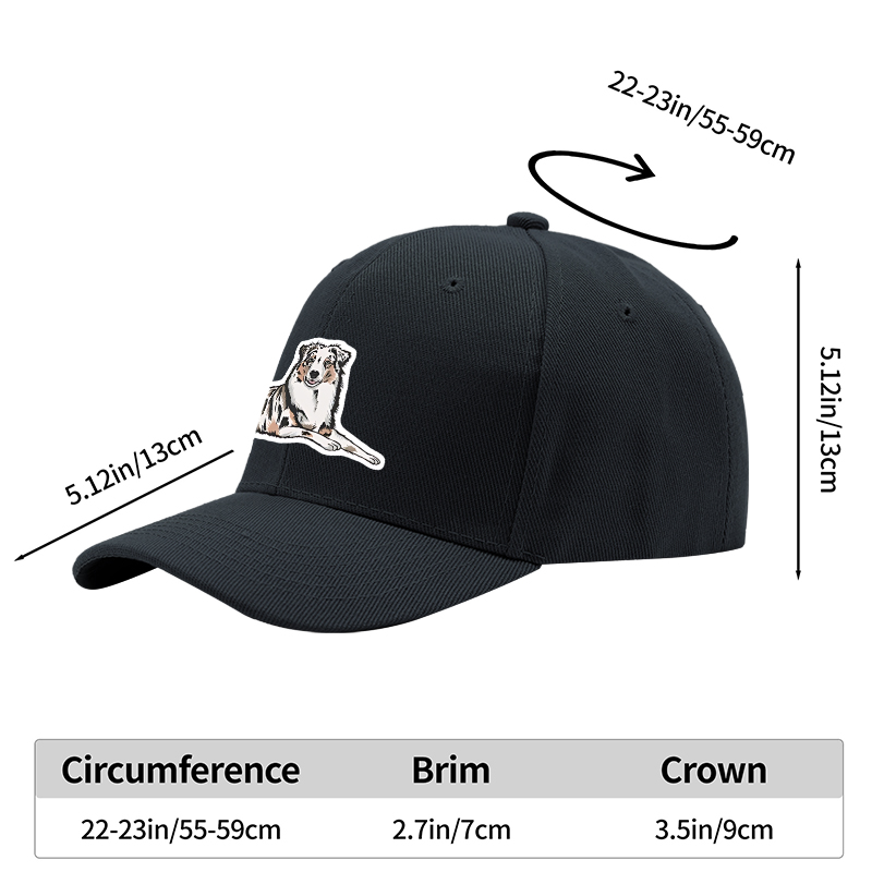 1pc New Baseball Cap with Australian Shepherd Dog Print Design Unisex Adjustable Hat for Outdoor Activities and Daily Wear Suitable for Pet Lovers and Animal Enthusiasts
