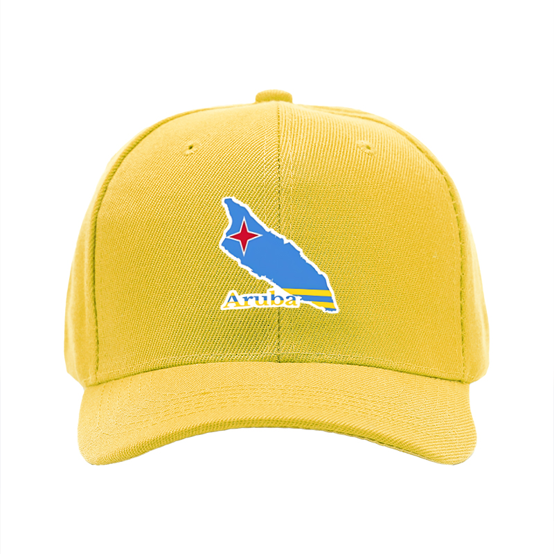 1pc New Baseball Cap with Aruba Map and Flag Print Unisex Adjustable Hat for Outdoor Travel and Casual Wear Adults and Teens
