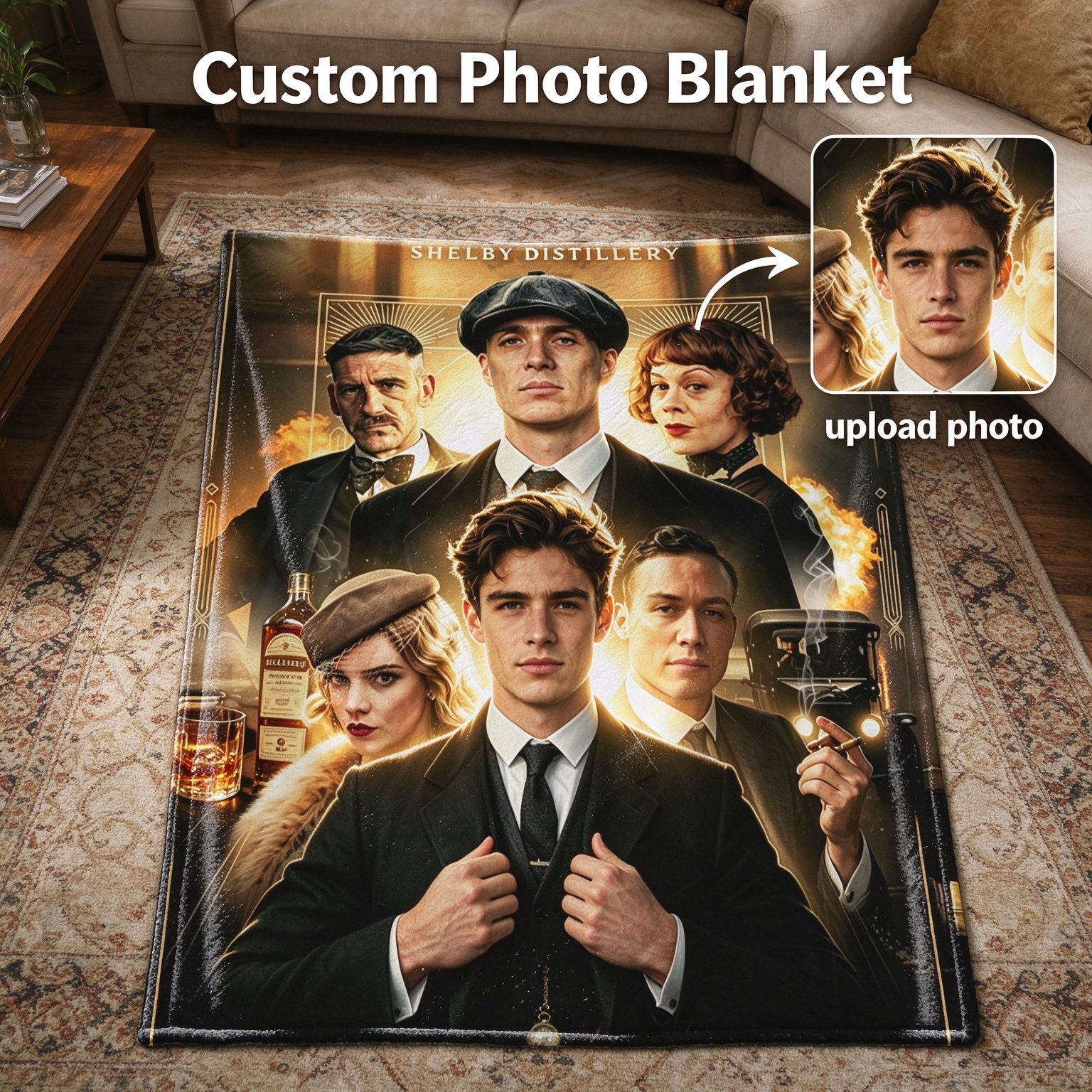 Custom Photo Face Portrait Flannel Blanket Ultra Soft Anti Pilling Fleece Throw Skin Friendly Warm Couch Cover Ideal