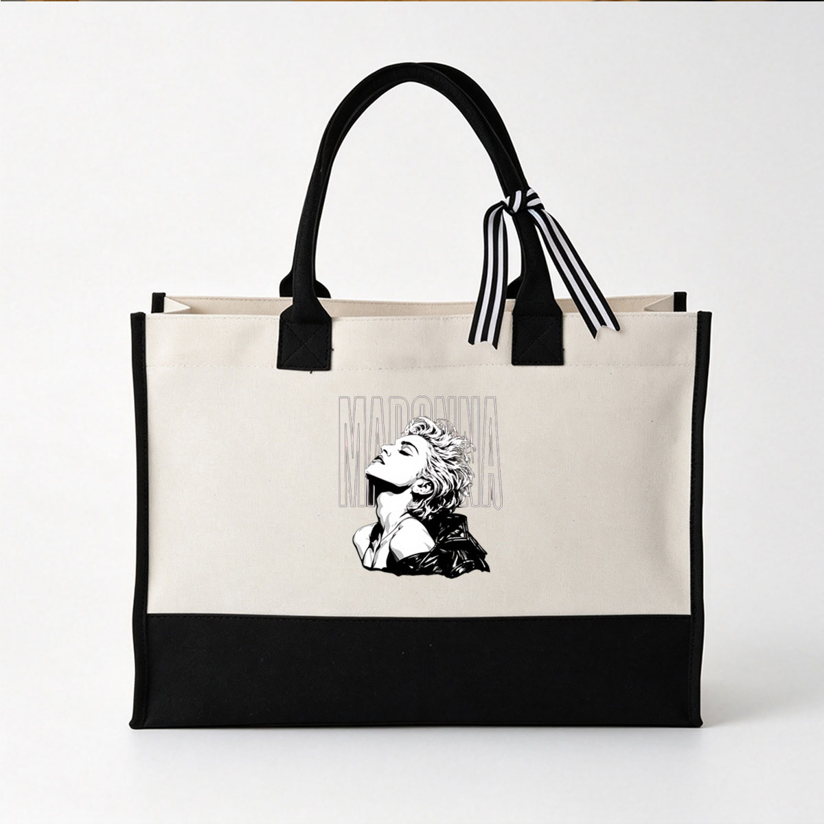 Madonna: Iconic Pop Star Portrait - Canvas patchwork gift tote bag