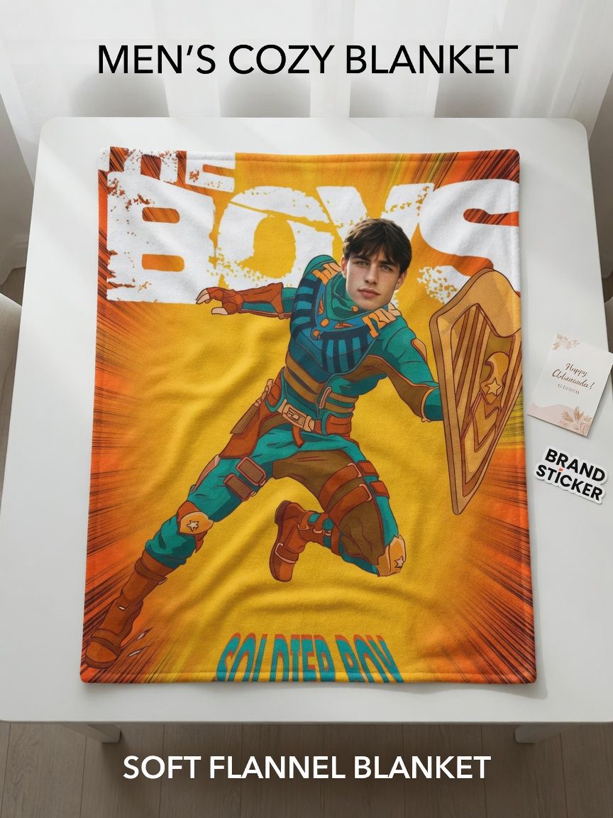 Custom Face Blanket Personalized Superhero Flannel Fleece Throw Soft Cozy Bed Blanket for Unique Creative Gifts