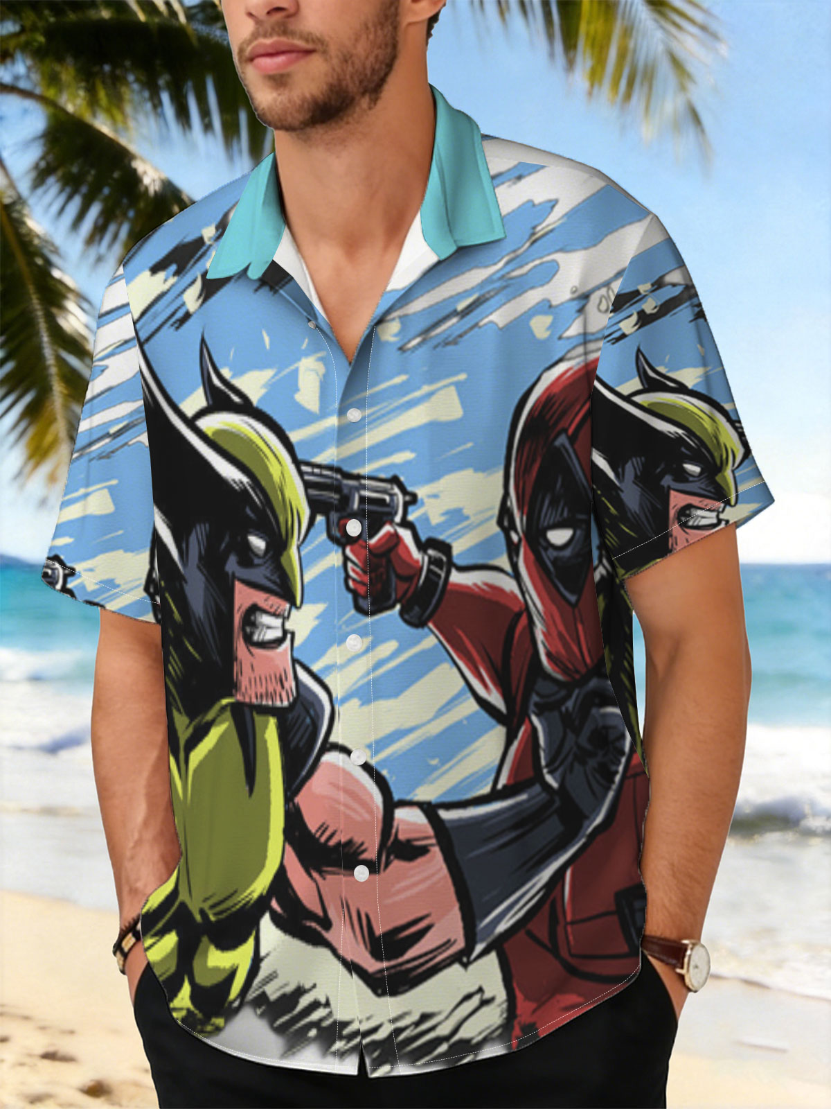 Wolverine vs Deadpool: Intense Face-Off in Comic Style -  Shirt