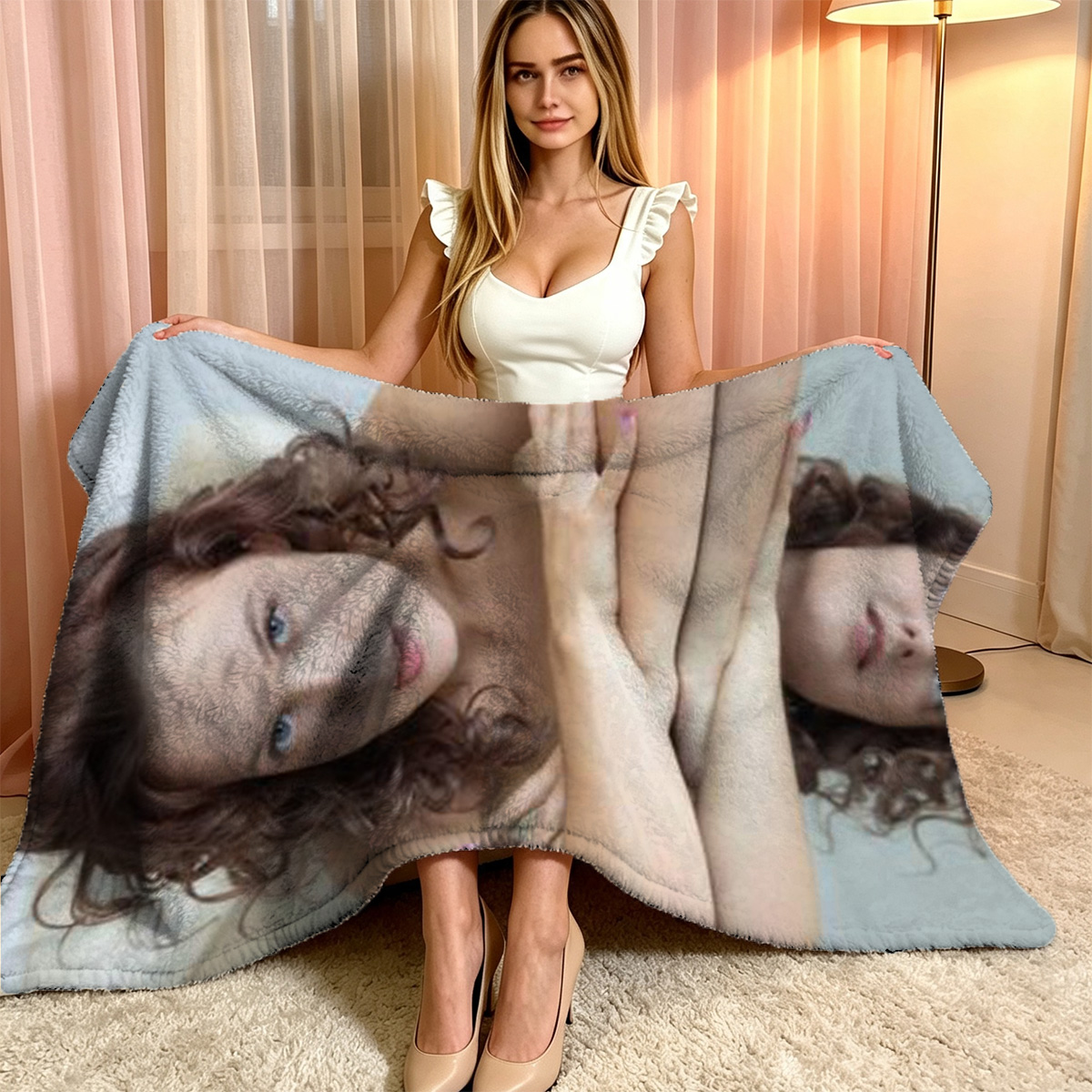 Pink Bunny Ears Lingerie Seduction - Blanket
