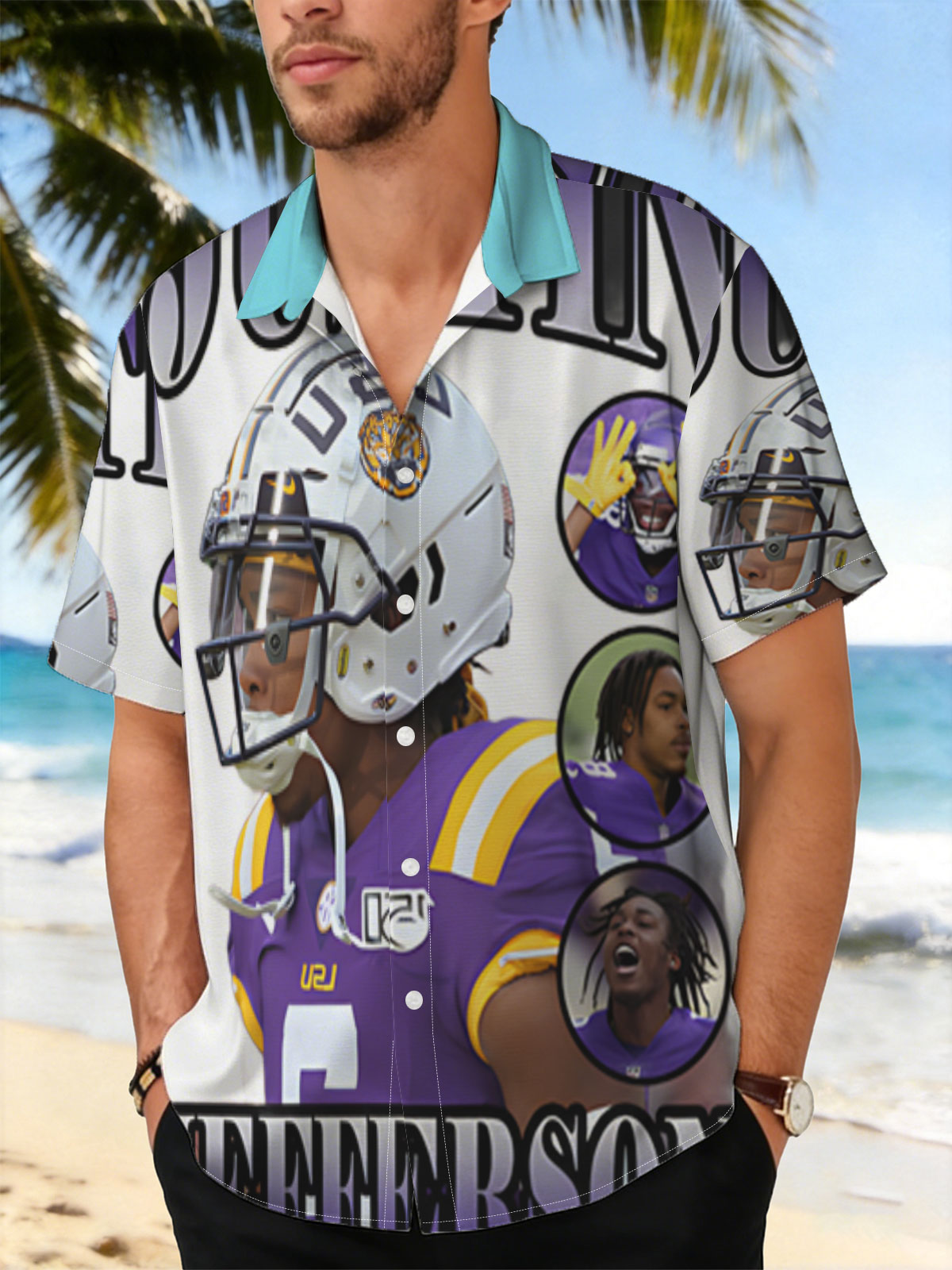 Justin Jefferson LSU Football Player Highlight Collage -  Shirt