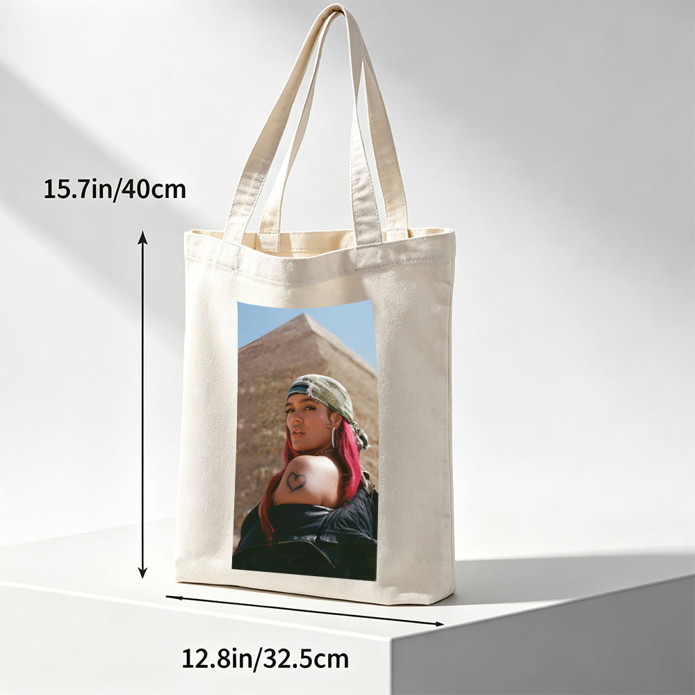 Doja Cat in Egypt with Pyramid Background and Pink Hair - Canvas tote bags