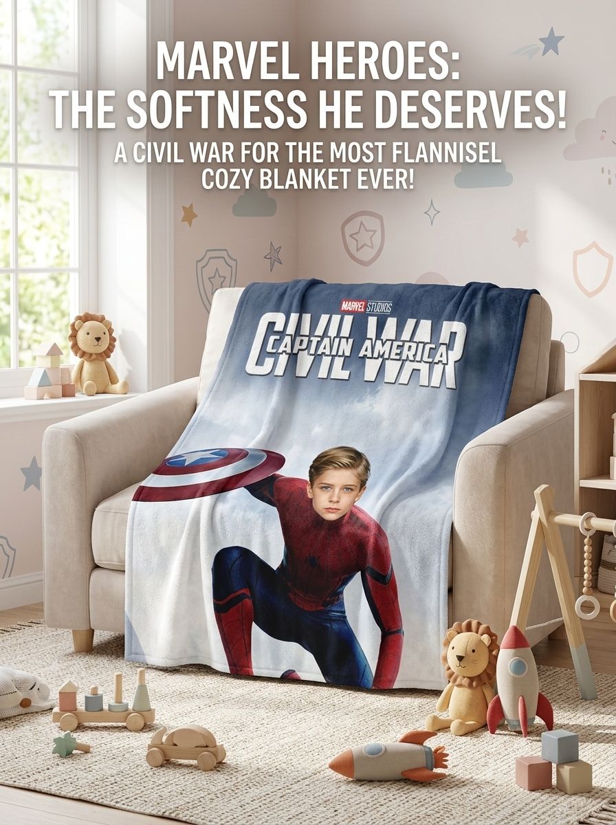 Custom Face Photo Superhero Flannel Fleece Blanket, Ultra Soft Personalized Throw for Bed Couch, Unique Keepsake Gift