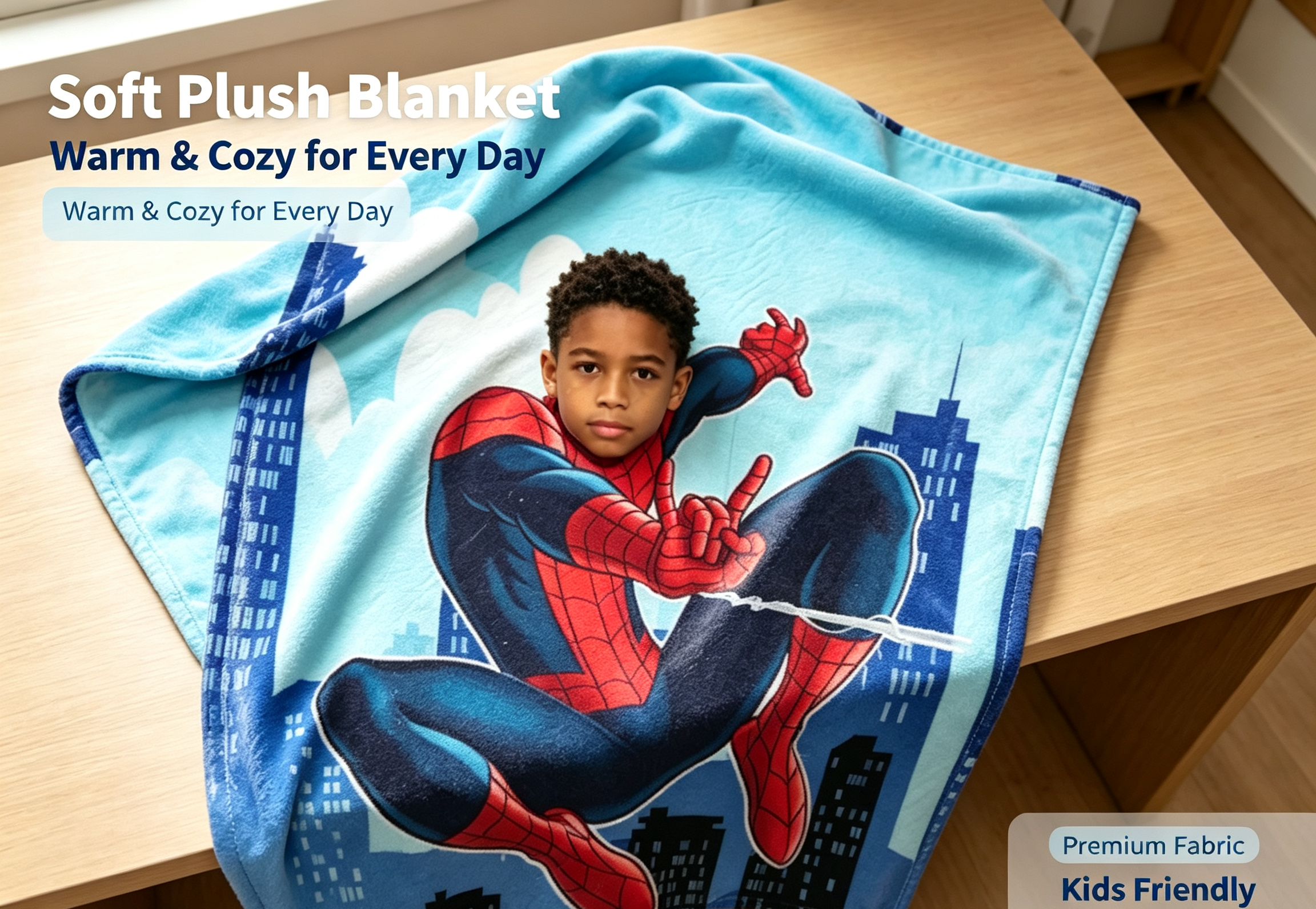 复制Custom Spider‑Man Personalized Photo Flannel Blanket | Make Your Kid A Superhero