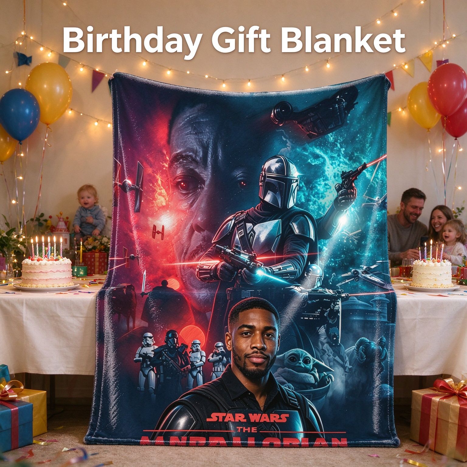 Custom Photo Face Flannel Blanket Personalized Sci-Fi Galaxy Hero Soft Warm Fleece Throw Ideal Cozy Gift for Bed Sofa
