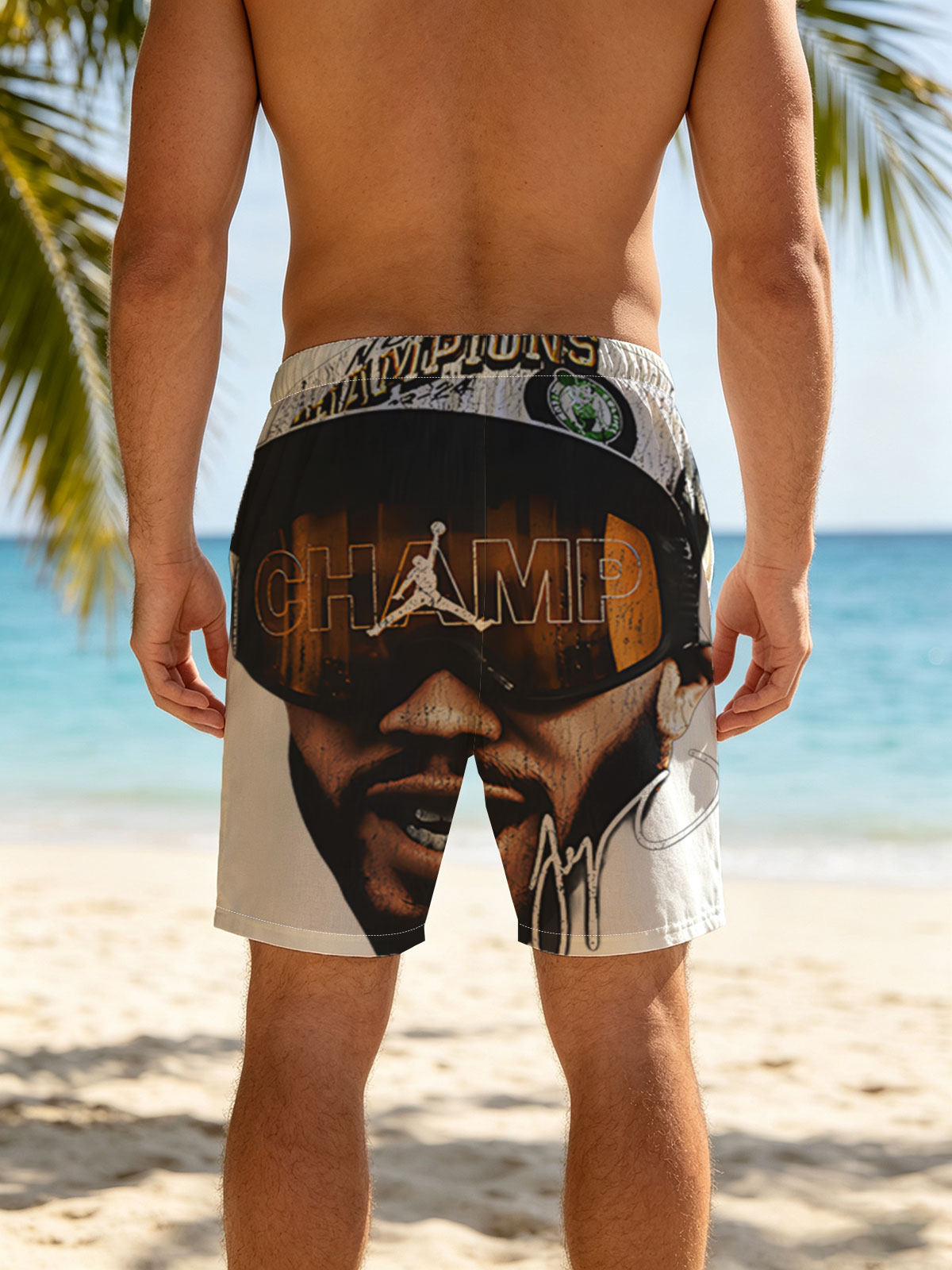 Jay-Z in Champions Cap and Jordan Sunglasses -  Beach shorts