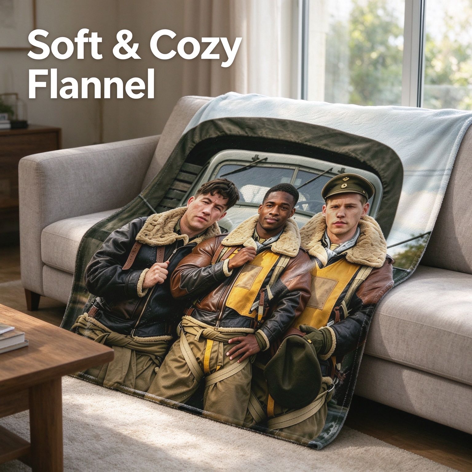 Custom Photo Flannel Blanket Personalized Portrait Throw Ultra Soft Anti-Pilling Cozy Fleece Blanket for Bed Couch