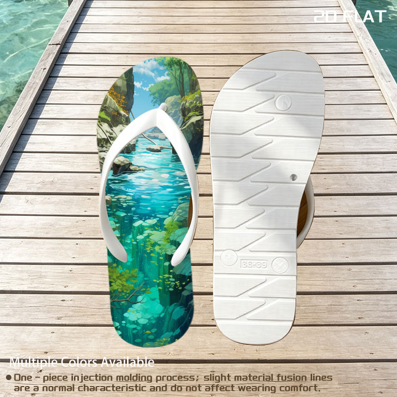 Crystal Clear Stream in a Lush Canyon -  flip-flops