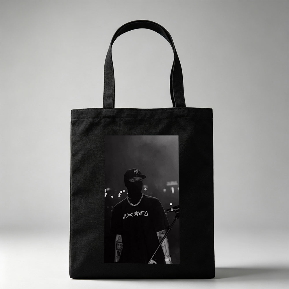 Lil Uzi Vert on Stage in Black and White Performance Shot - Canvas tote bags
