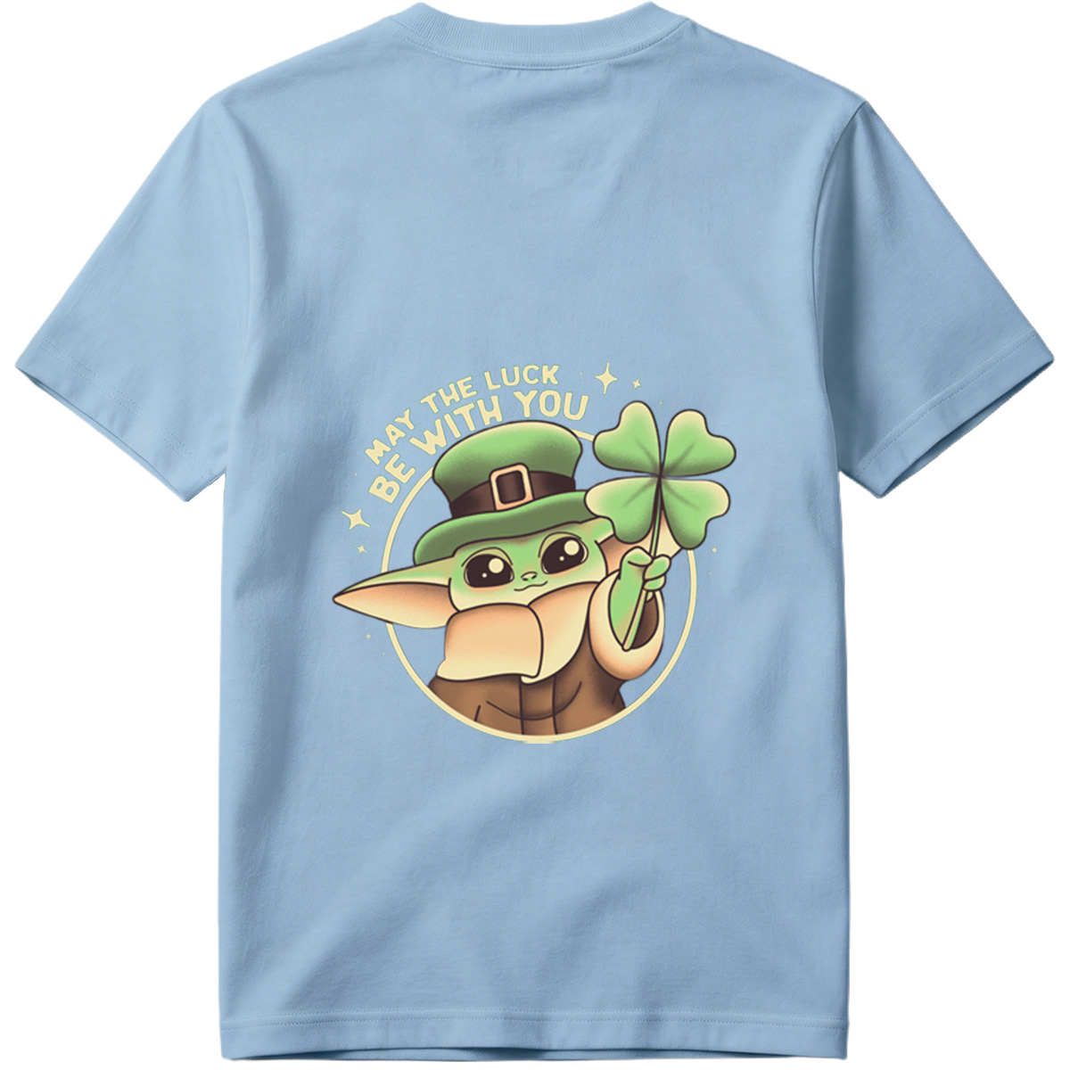 Baby Yoda Wearing Leprechaun Hat Holding Four Leaf Clover with 