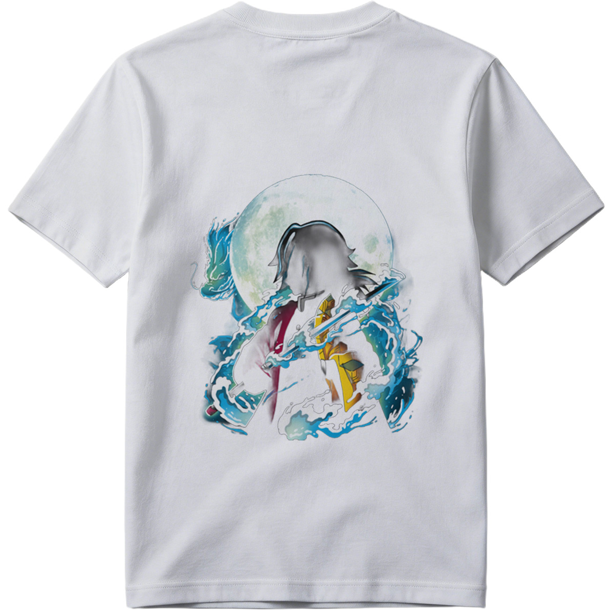Demon Slayer Tanjiro Kamado Water Breathing Moon Background - Tee