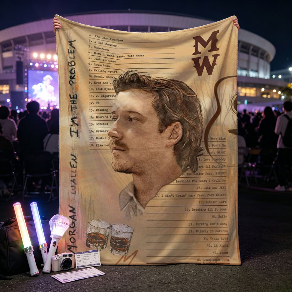 Morgan Wallen I'm The Problem Album Cover Featuring Song List and Rustic Elements - Blankets