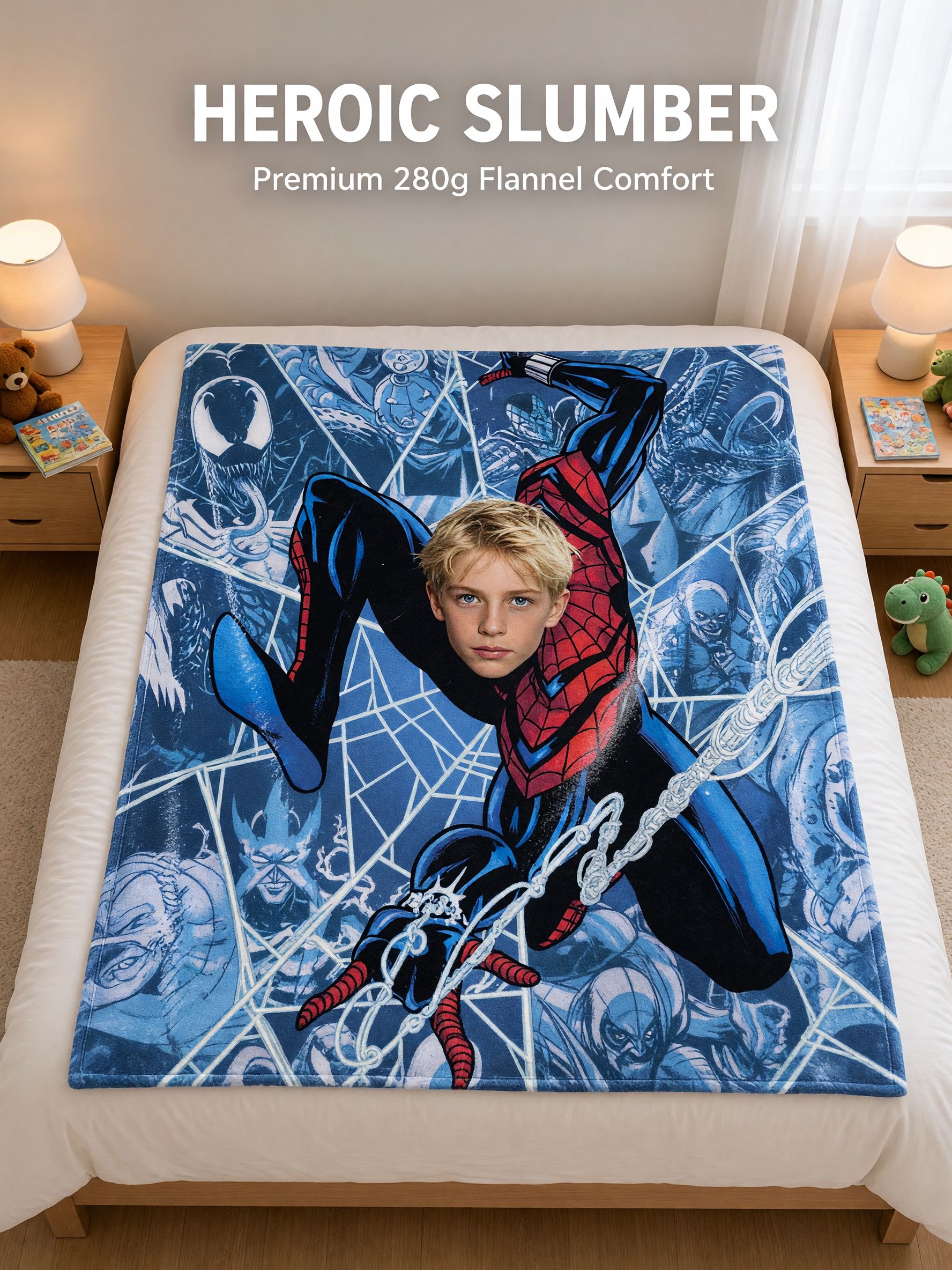 Personalized Superhero Custom Photo Blanket Ultra Soft Flannel Throw Cover for Kids and Comic Fans Ideal Cozy Gift