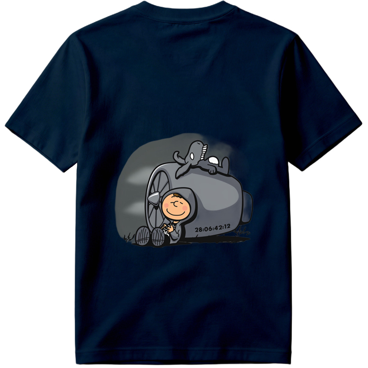 Cute Cartoon Boy with Time Machine and Octopus - Tee