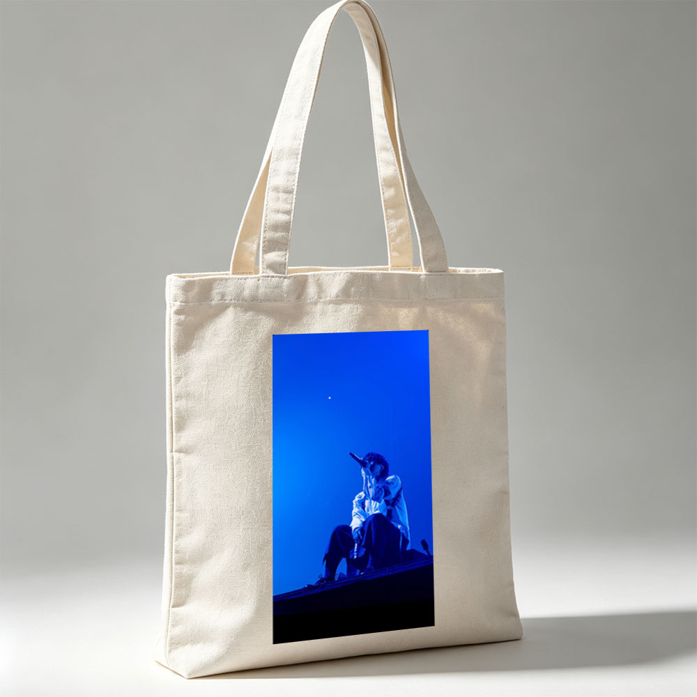 Troye Sivan Performing on Stage Under Blue Lighting - Canvas tote bags
