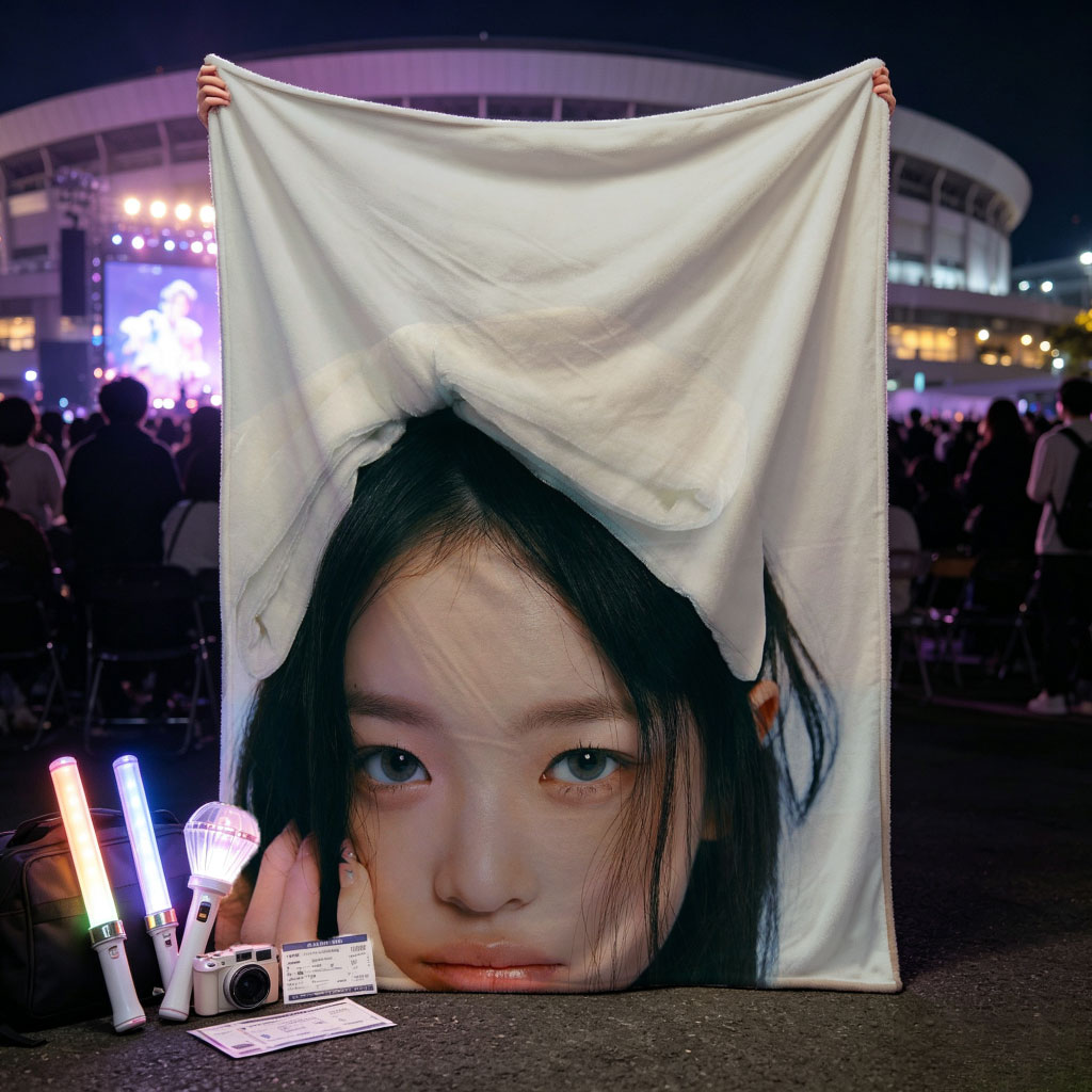 Hanni of NewJeans in a Soft Portrait with White Bow Headband and Elegant Jewelry - Blankets