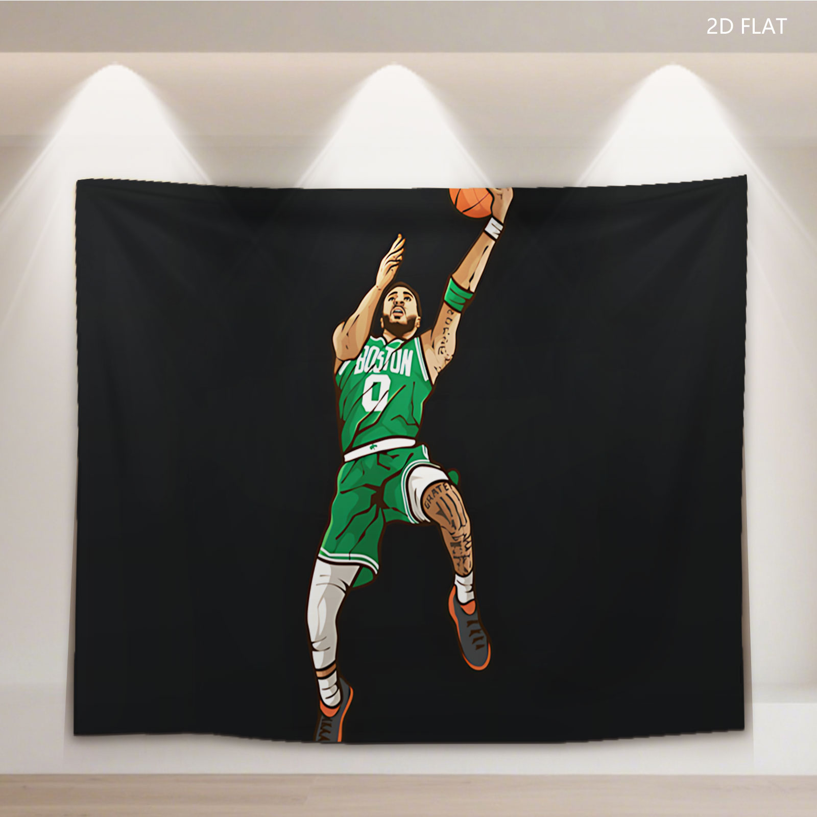Jayson Tatum in Boston Celtics Jersey Dunking Basketball - Tapestry